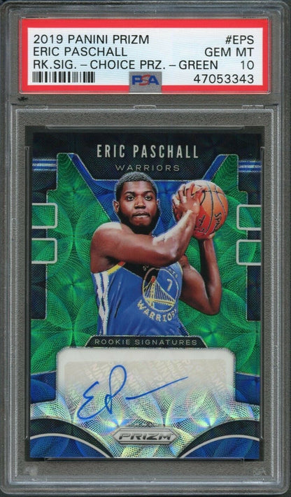 2019 Panini Prizm Rookie Signatures Eric Paschall Auto Green Choice /8 PSA 10