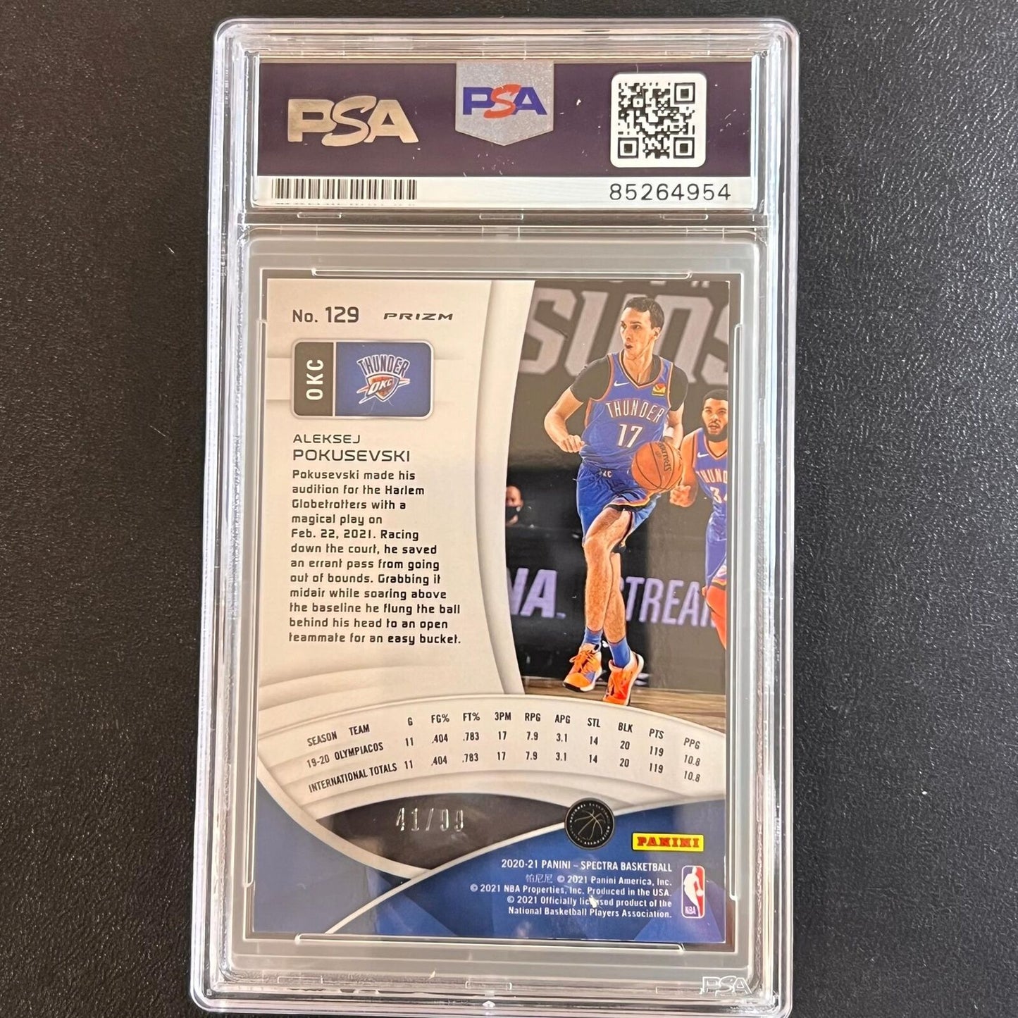 2020-21 Panini Spectra #120 Aleksej Pokusevski Signed Card AUTO PSA Slabbed RC T