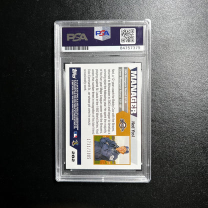 2005 Topps #282 Ned Yost Signed Card AUTO 10 PSA Slabbed Brewers