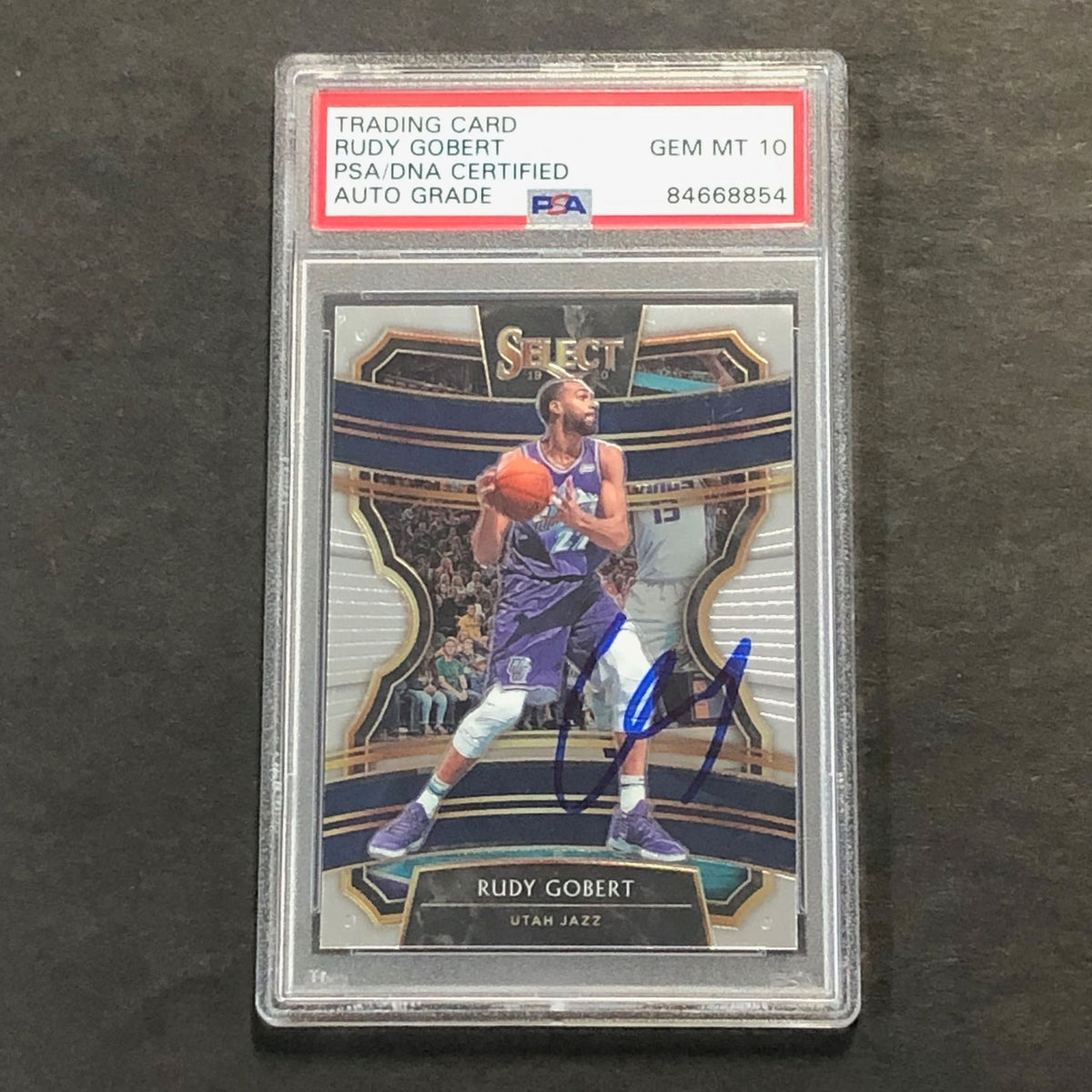 2019-20 Panini Select #41 Rudy Gobert Signed Card AUTO PSA Slabbed Jazz