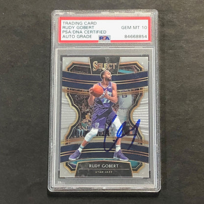 2019-20 Panini Select #41 Rudy Gobert Signed Card AUTO PSA Slabbed Jazz