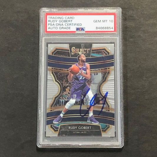 2019-20 Panini Select #41 Rudy Gobert Signed Card AUTO PSA Slabbed Jazz
