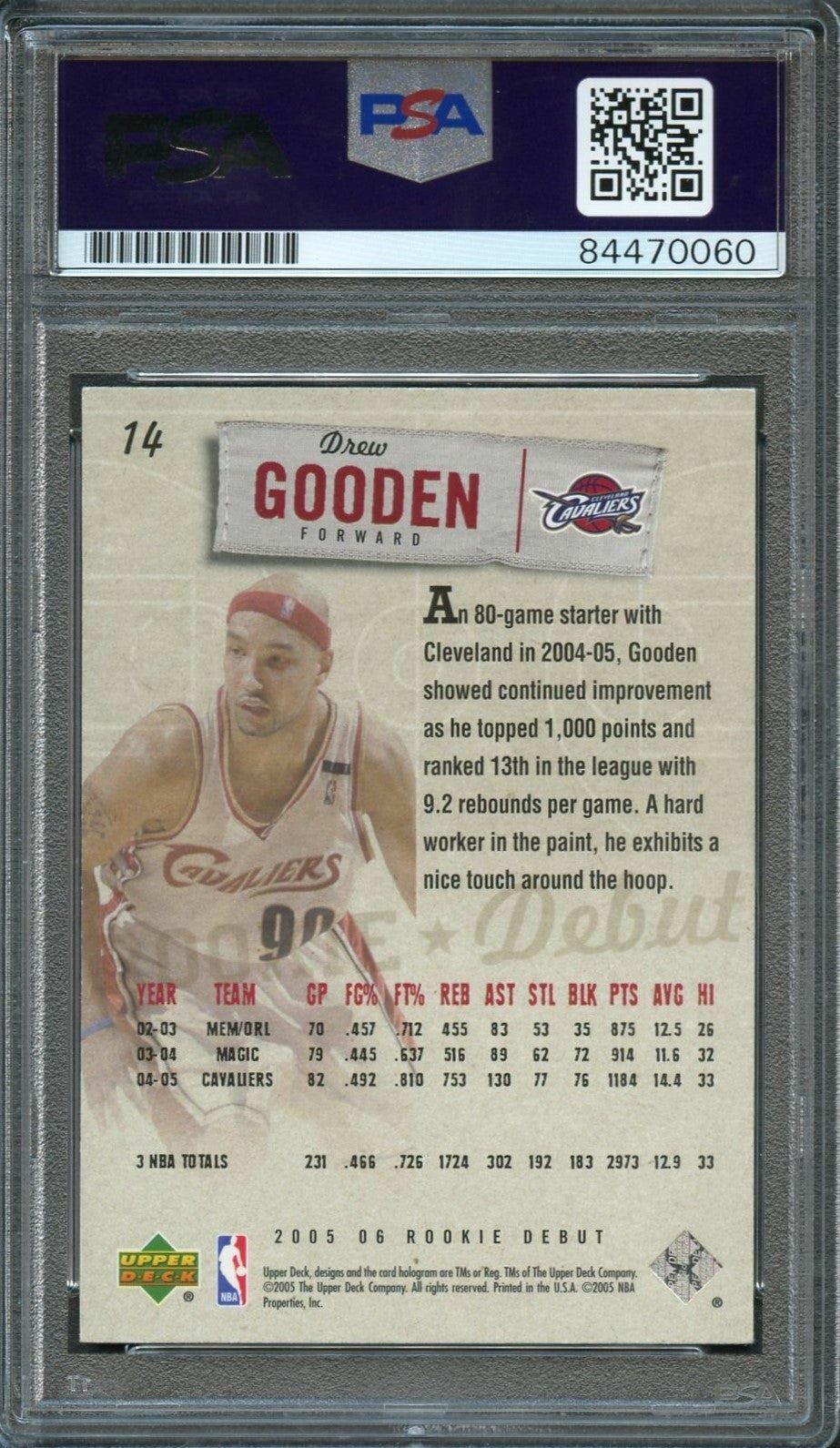 2005-06 Upper Deck Rookie Debut #14 Drew Gooden Signed Card AUTO PSA/DNA Slabbed