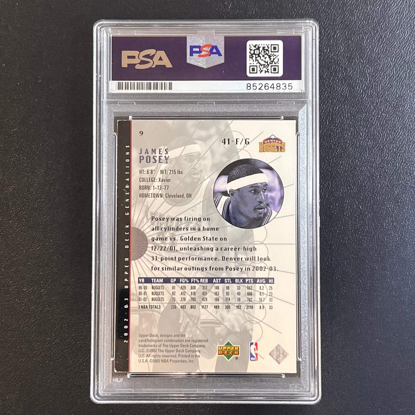 2002-03 Upper Deck Generations #9 James Posey Signed Card AUTO PSA Slabbed Nugge