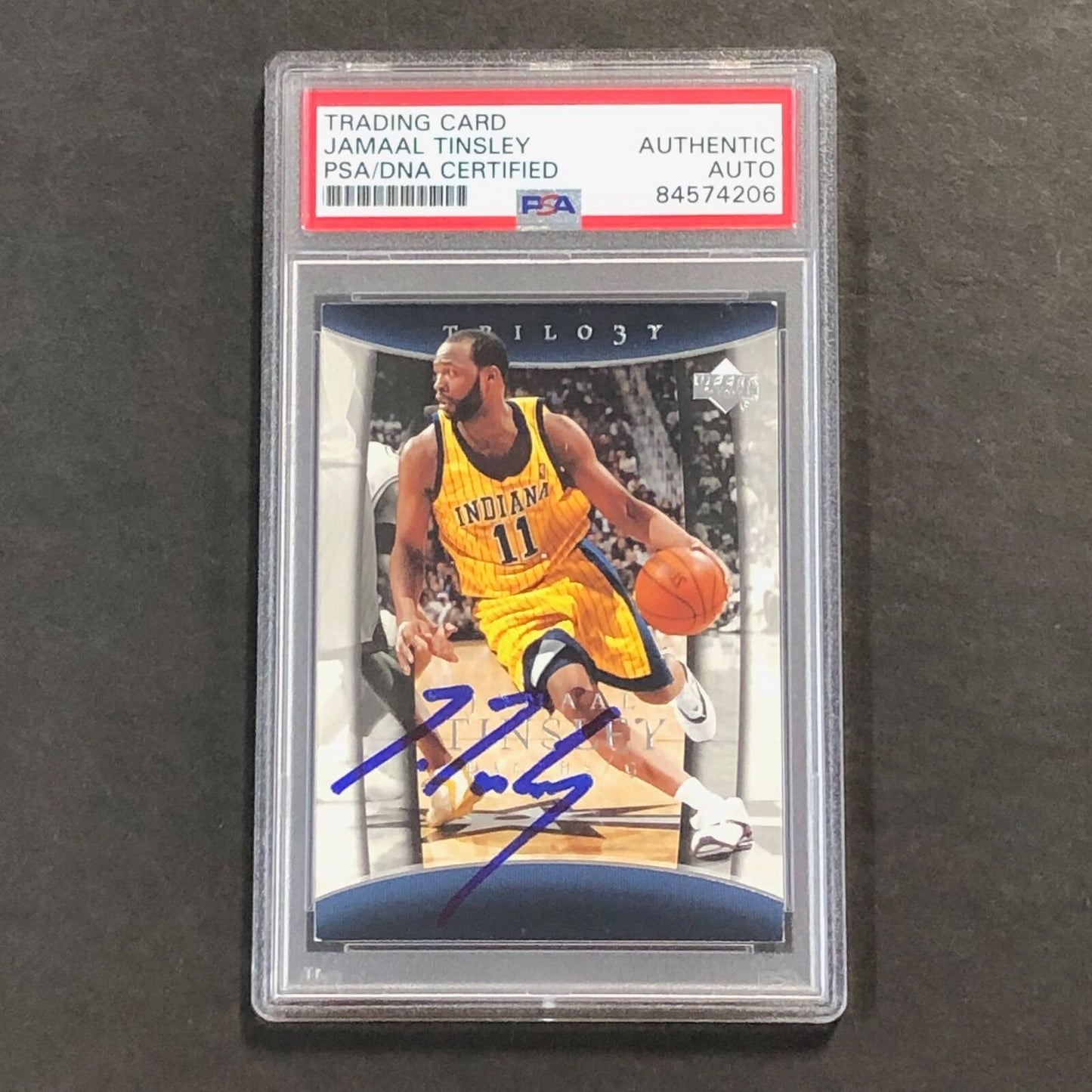 2004-05 Upper Deck Trilogy #38 Jamaal Tinsley Signed Card AUTO PSA Slabbed Pacer
