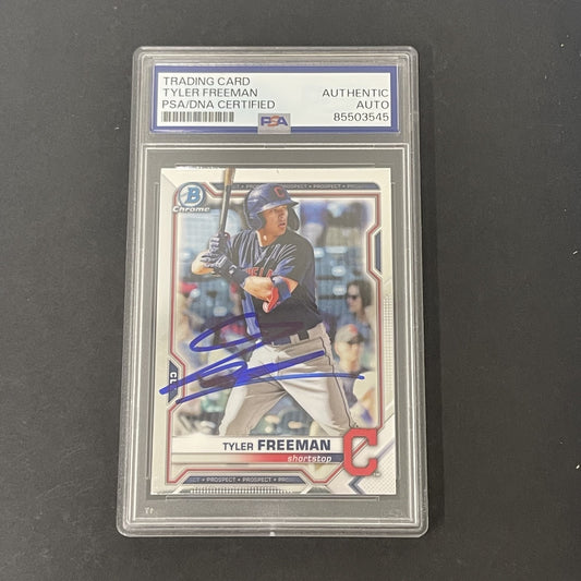 2021 Bowman Chrome Prospect #BCP-119 Tyler Freeman signed card PSA