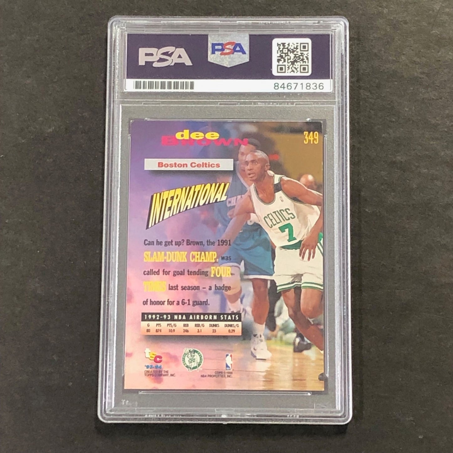 1993-94 Topps Stadium Club #349 Dee Brown Signed Card AUTO 10 PSA Slabbed Celtic