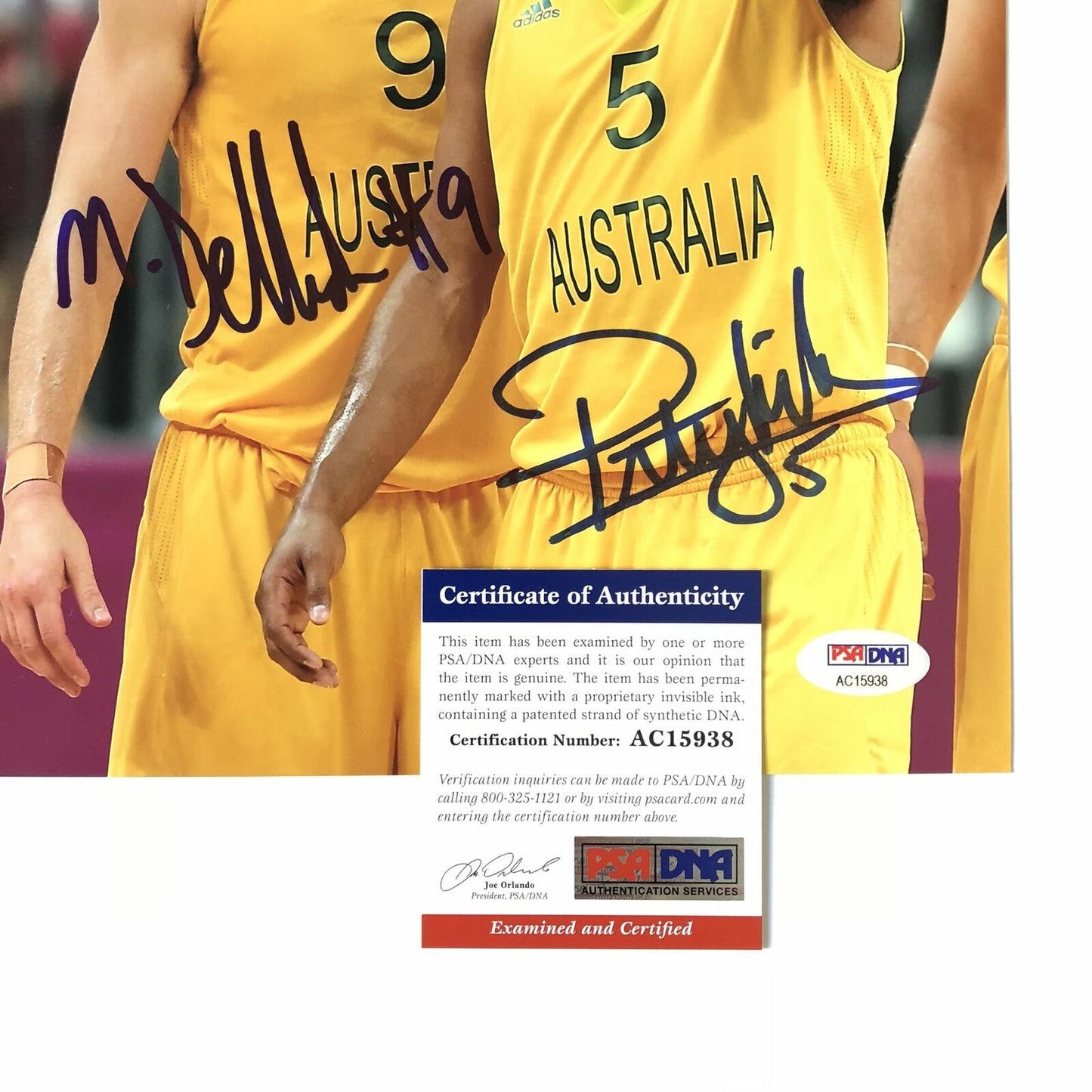 Matthew Dellavedova Patty Mills signed 8x10 photo PSA/DNA Australia Autographed