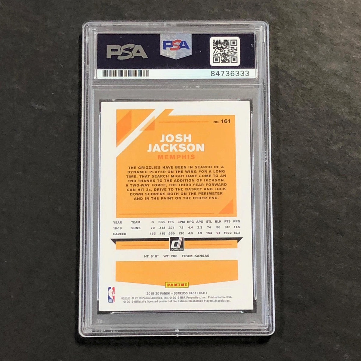 2019-20 Panini Donruss #161 Josh Jackson Signed Rookie Card AUTO PSA Slabbed Gri