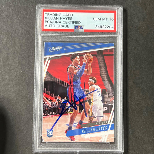 2020-21 Panini Chronicles Prestige #56 Killian Hayes Signed Card AUTO 10 PSA Sla