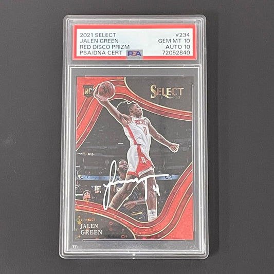 2021 Select Jalen Green Red Disco /49 Prizm #234 PSA 10 AUTO 10