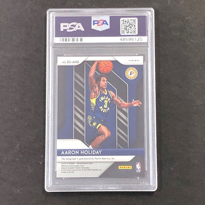 2018 Panini Prizm #RSAHD Aaron Holiday PSA 9 Mint Rookie Sig-Choice Prizm