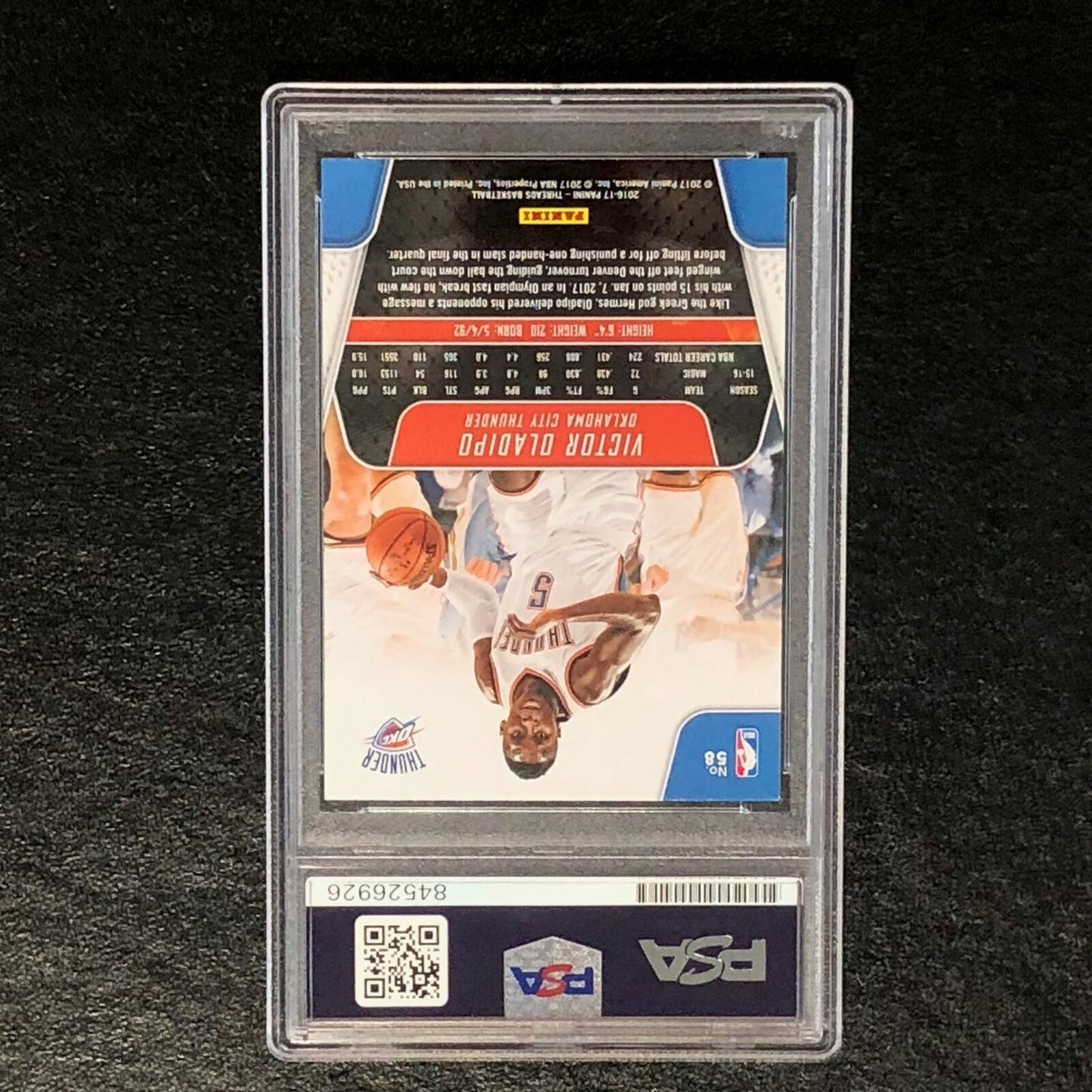 2016-17 Panini Threads #58 Victor Oladipo AUTO signed card PSA/DNA Signed Thunde
