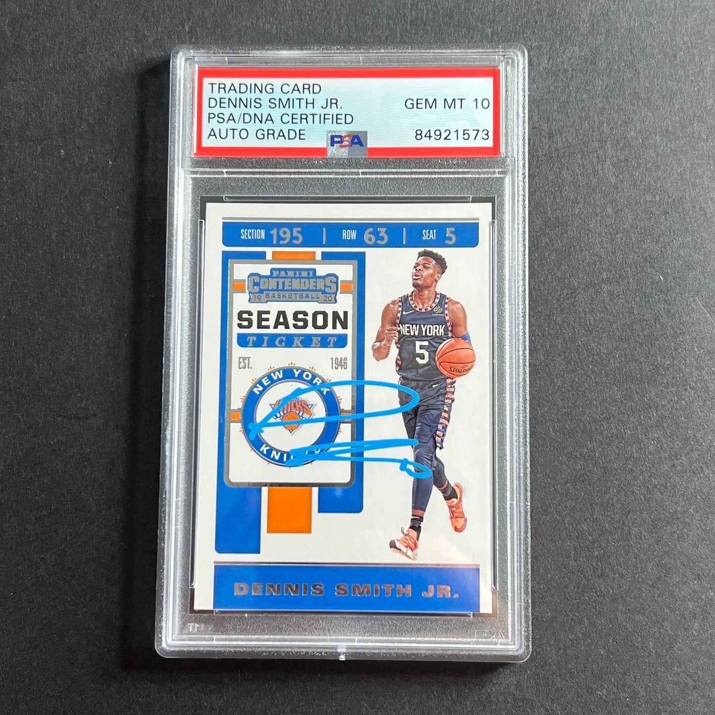 2019-20 Panini Contenders #27 Dennis Smith Jr. Signed Card AUTO PSA Slabbed Knic