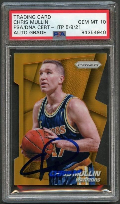 2014-15 Prizm Orange Die-Cut #244 Chris Mullin Signed Card AUTO Grade 10 PSA Sla