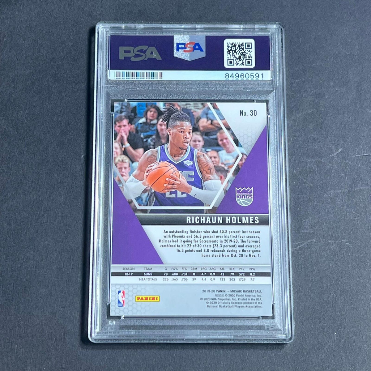 2019-20 Panini Mosaic #30 Richaun Holmes Signed Card AUTO PSA Slabbed Kings