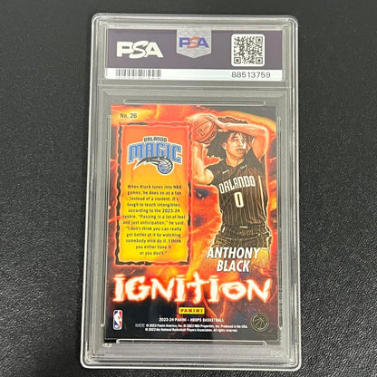 2023-24 Panini NBA Hoops Ignition #26 Anthony Black Signed Card AUTO PSA Slabbed