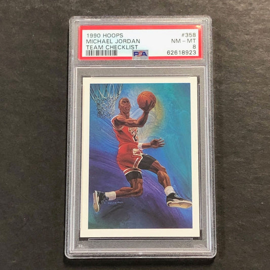 1990 Hoops #358 Michael Jordan PSA 8 NM-MT Team Checklist