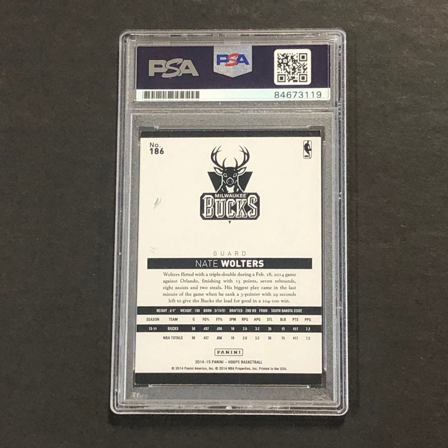 2014-15 Panini NBA Hoops #186 Nate Wolters Signed Card AUTO 10 PSA/DNA Slabbed R