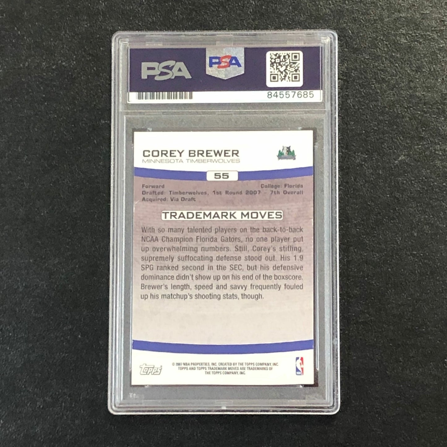 2007-08 Topps Trademark Moves #55 Corey Brewer Signed Card AUTO PSA Slabbed RC T