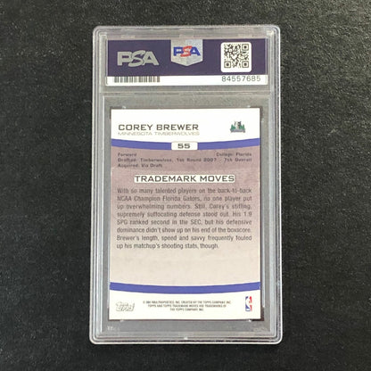 2007-08 Topps Trademark Moves #55 Corey Brewer Signed Card AUTO PSA Slabbed RC T