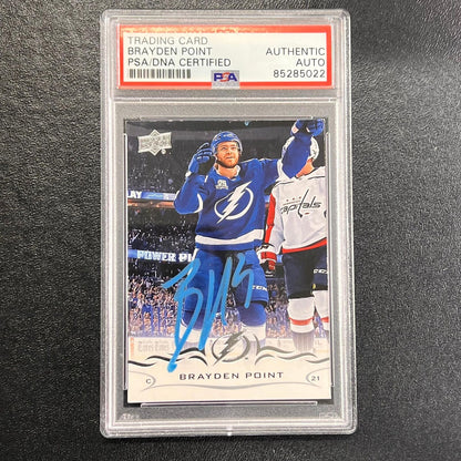 2018-19 Upper Deck Series One #163 Brayden Point Signed Card AUTO PSA/DNA slabbe