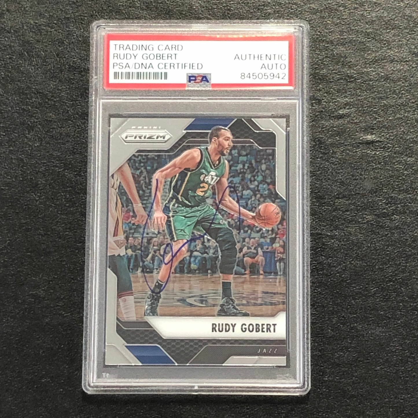 2016-17 PANINI PRIZM #102 Rudy Gobert Signed Card AUTO PSA Slabbed Jazz