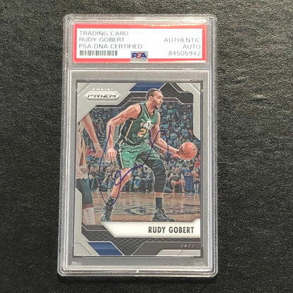 2016-17 PANINI PRIZM #102 Rudy Gobert Signed Card AUTO PSA Slabbed Jazz