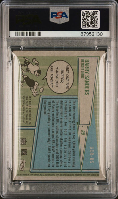 2005 Topps Heritage Gridiron Collection Relic #GCRBS Barry Sanders Signed PSA Au