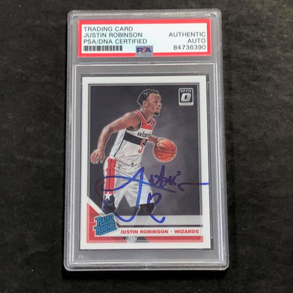 2019-20 OPTIC RATED ROOKIE #174 JUSTIN ROBINSON Signed Rookie Card AUTO PSA Slab