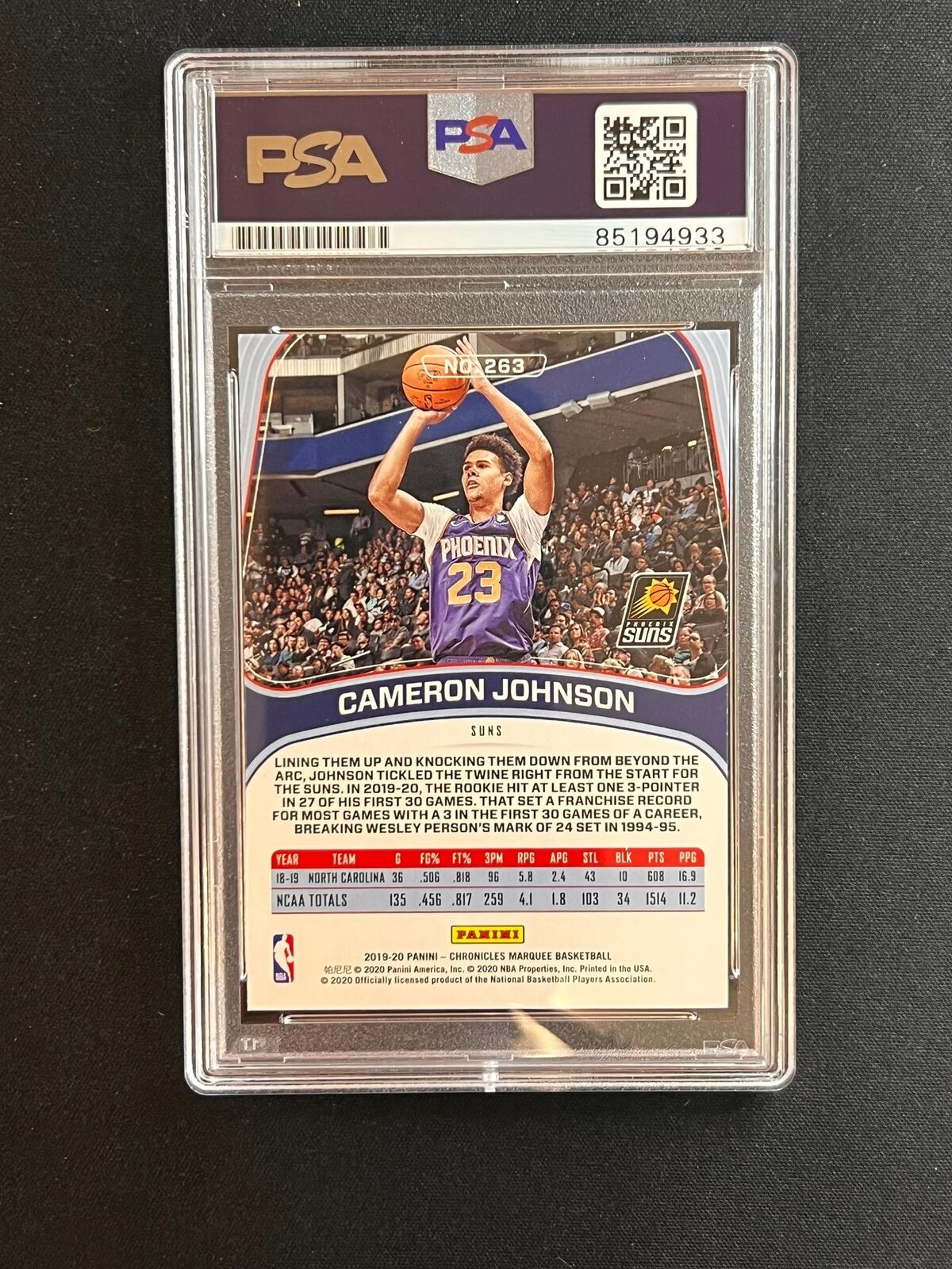 2019-20 Panini Chronicles Marquee #253 Cameron Johnson Signed Card PSA Slabbed A