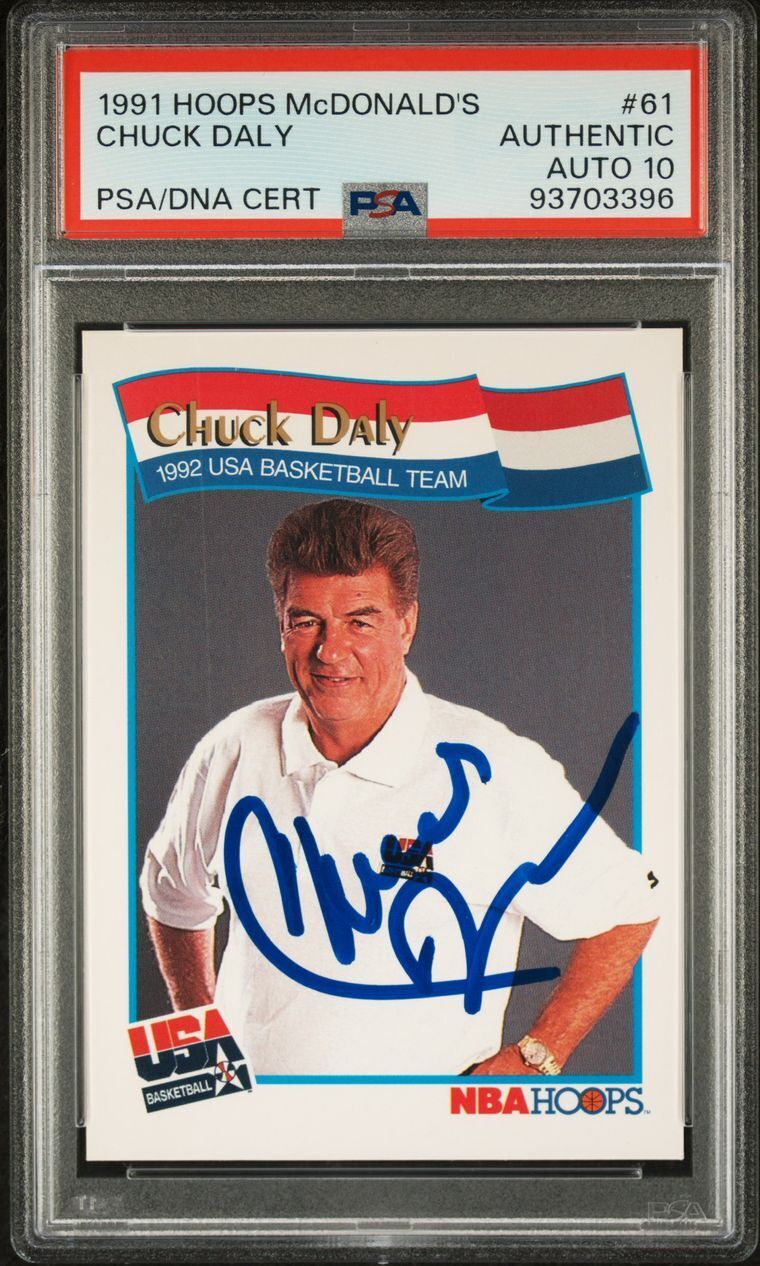 1991 Hoops McDonald's #61 Chuck Daly Signed Card Authentic AUTO 10 PSA Slabbed U