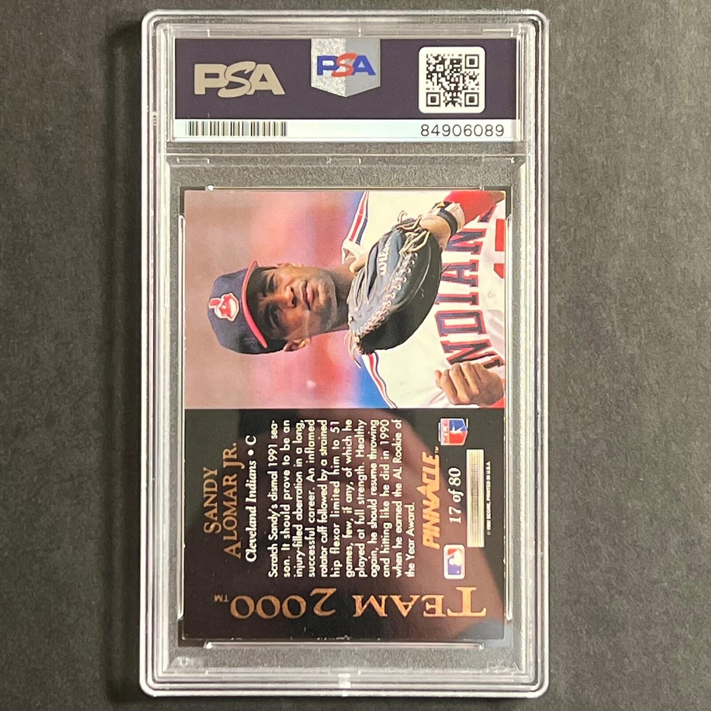 2000 Pinnacle Baseball #17 Sandy Alomar Jr. Signed Card PSA Slabbed Auto 10 Clev