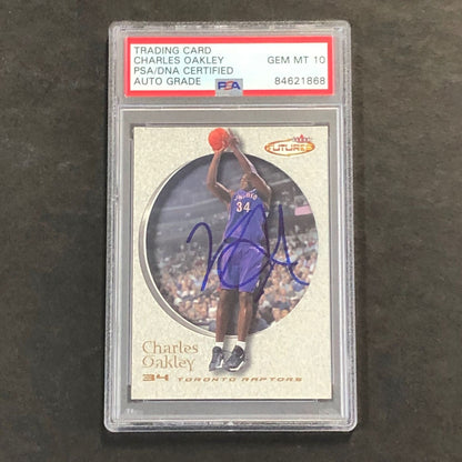 2000-01 Fleer Future #104 Charles Oakley Signed Card AUTO 10 PSA Slabbed Raptors