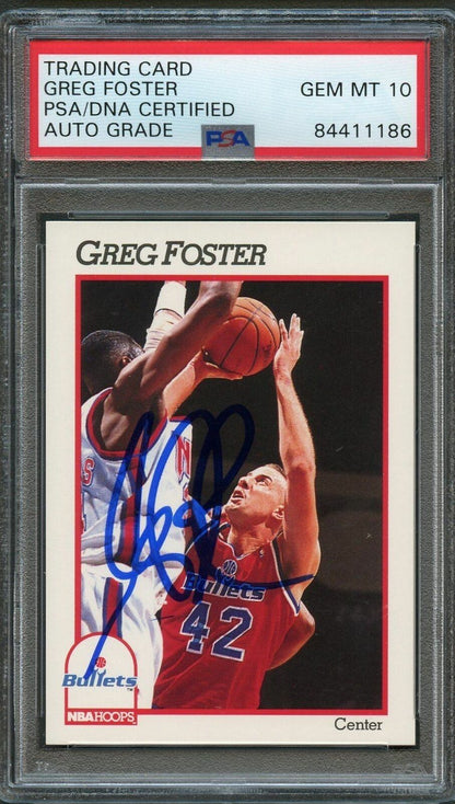 1991-92 Hoops #445 Greg Foster Signed Card AUTO 10 PSA Slabbed Bullets