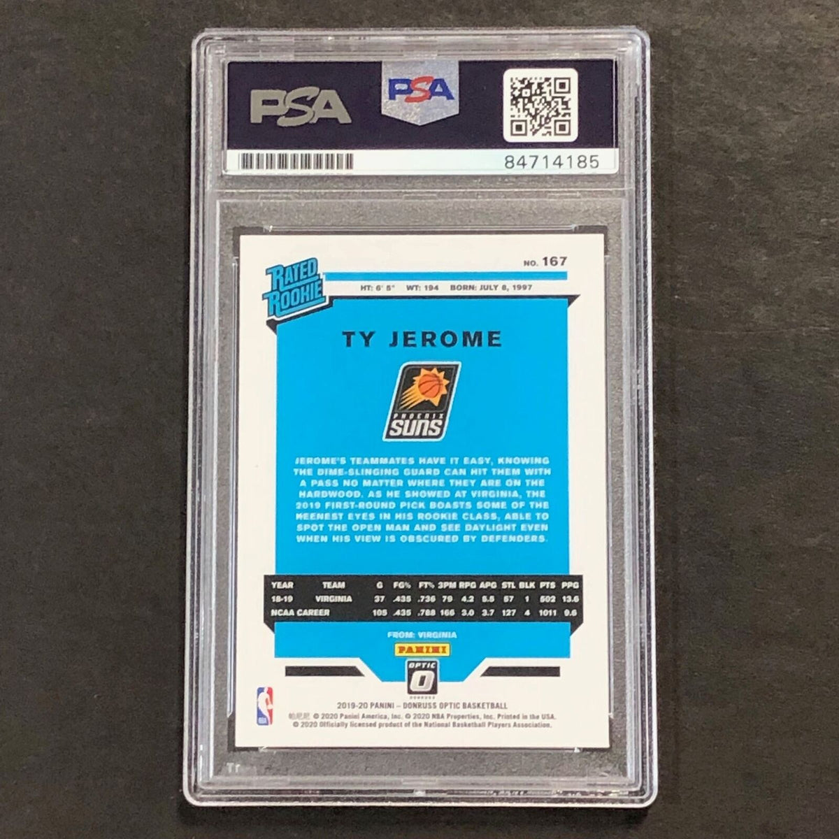 2019-20 Optic Rated Rookie #167 Ty Jerome Signed Card AUTO PSA Slabbed Suns