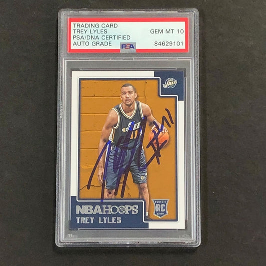 2015-16 NBA Hoops #263 Trey Lyles Signed AUTO 10 PSA Slabbed RC Jazz