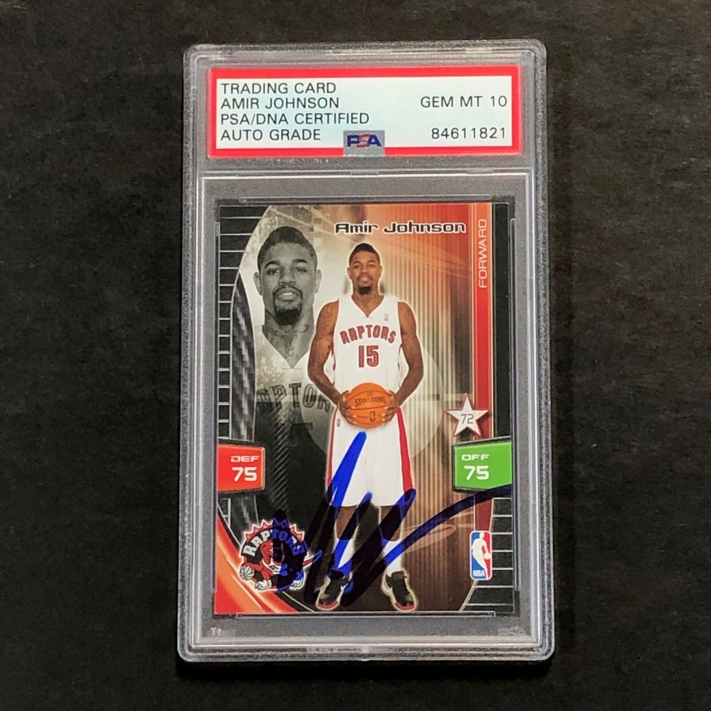 2009-10 Adrenalyn XL #159 Amir Johnson Signed Card AUTO 10 PSA Slabbed Raptors