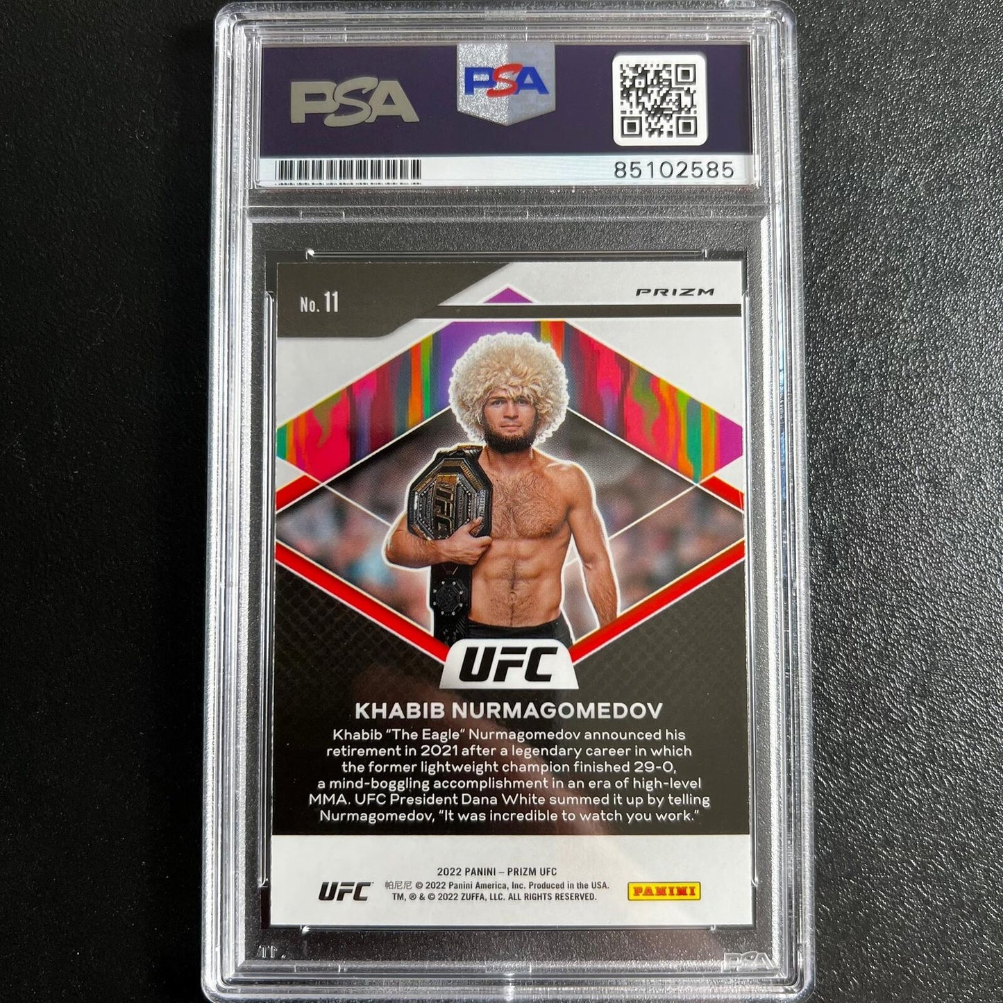 2022 Panini Prizm #11 Khabib Nurmagomedov Signed Card PSA Slabbed