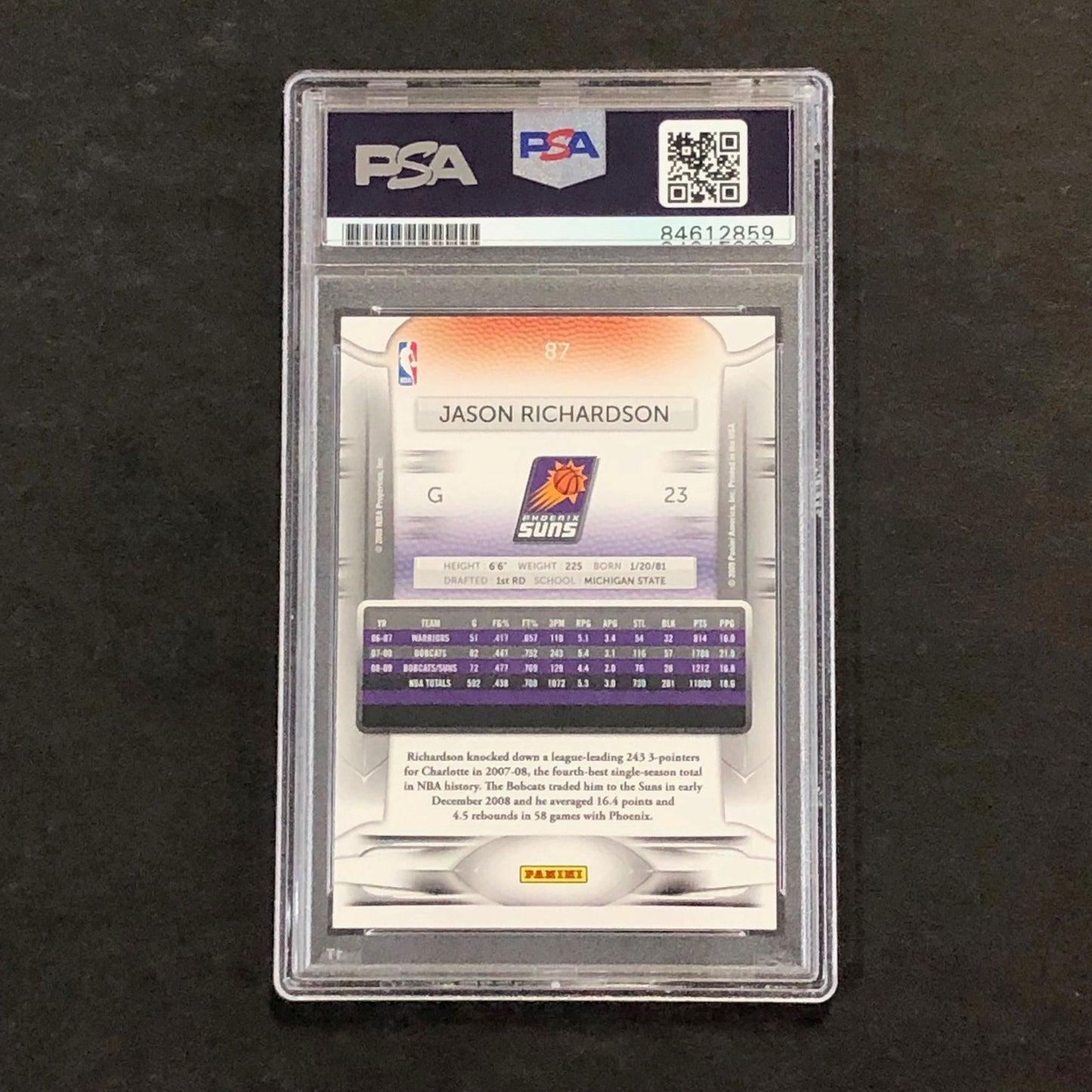 2009-10 Panini Prestige #87 Jason Richardson Signed Card AUTO PSA Slabbed Suns