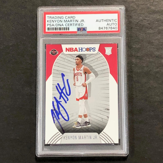 2020-21 NBA Hoops #232 Kenyon Martin Jr. Signed Card AUTO PSA Slabbed RC Rockets