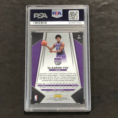 2017-18 Panini Hyper Prizm #24 De'Aaron Fox Signed Auto 8 PSA RC