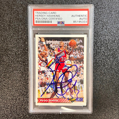 1992-93 Upper Deck #187 Hersey Hawkins Signed Card AUTO PSA Slabbed 76ers
