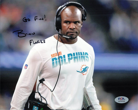 BRIAN FLORES signed 8x10 photo PSA/DNA Miami Dolphins Autographed