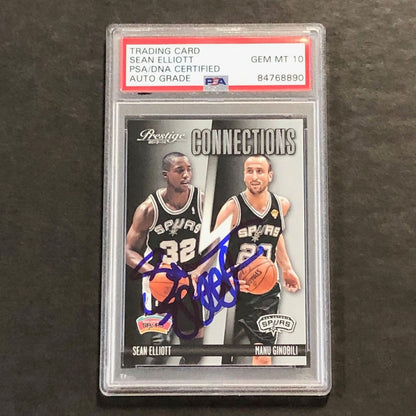 2013-14 Panini Prestige Connections #20 Sean Elliott Signed Card AUTO 10 PSA Sla