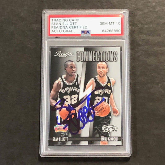 2013-14 Panini Prestige Connections #20 Sean Elliott Signed Card AUTO 10 PSA Sla