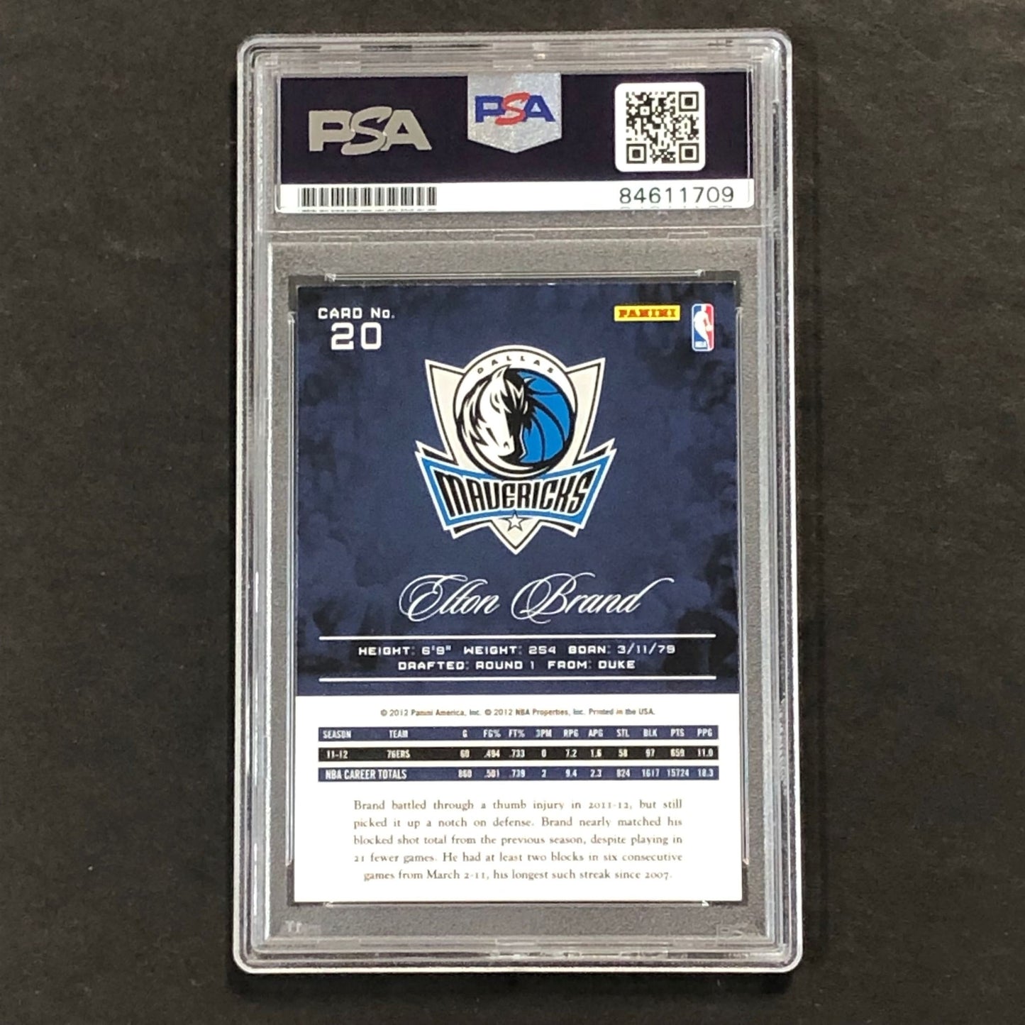 2012-13 Panini Prestige #20 Elton Brand Signed Card AUTO 10 PSA Slabbed