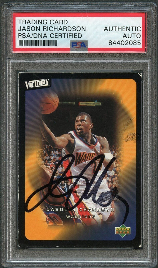 2003-04 Upper Deck Victory #28 Jason Richardson Signed Card AUTO PSA Slabbed War