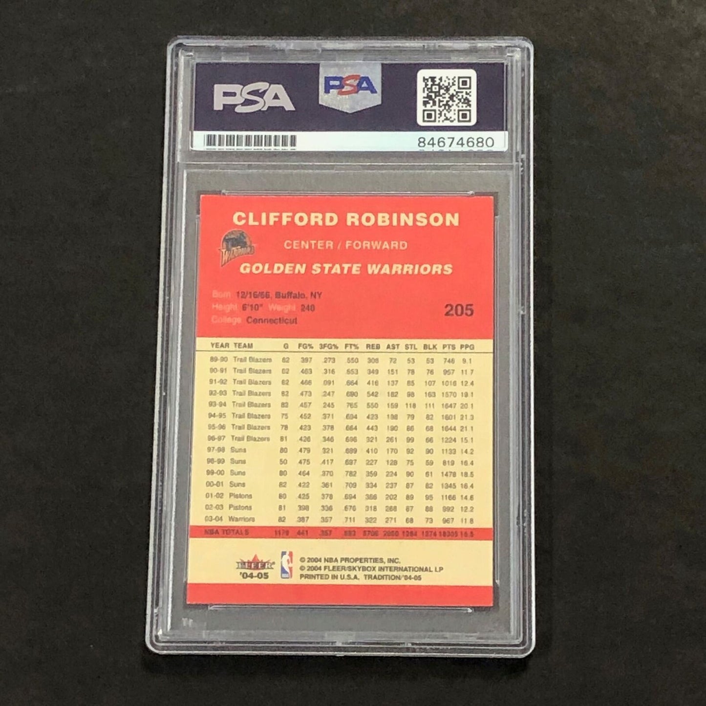 2004-05 Fleer Tradition #205 Clifford Robinson Signed Card AUTO 10 PSA Slabbed W