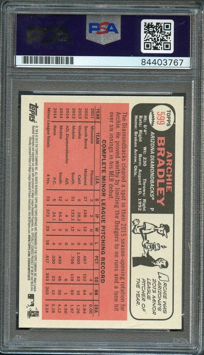 2015 Topps Heritage #599 Archie Bradley Signed Card PSA Slabbed Auto Rookie RC D
